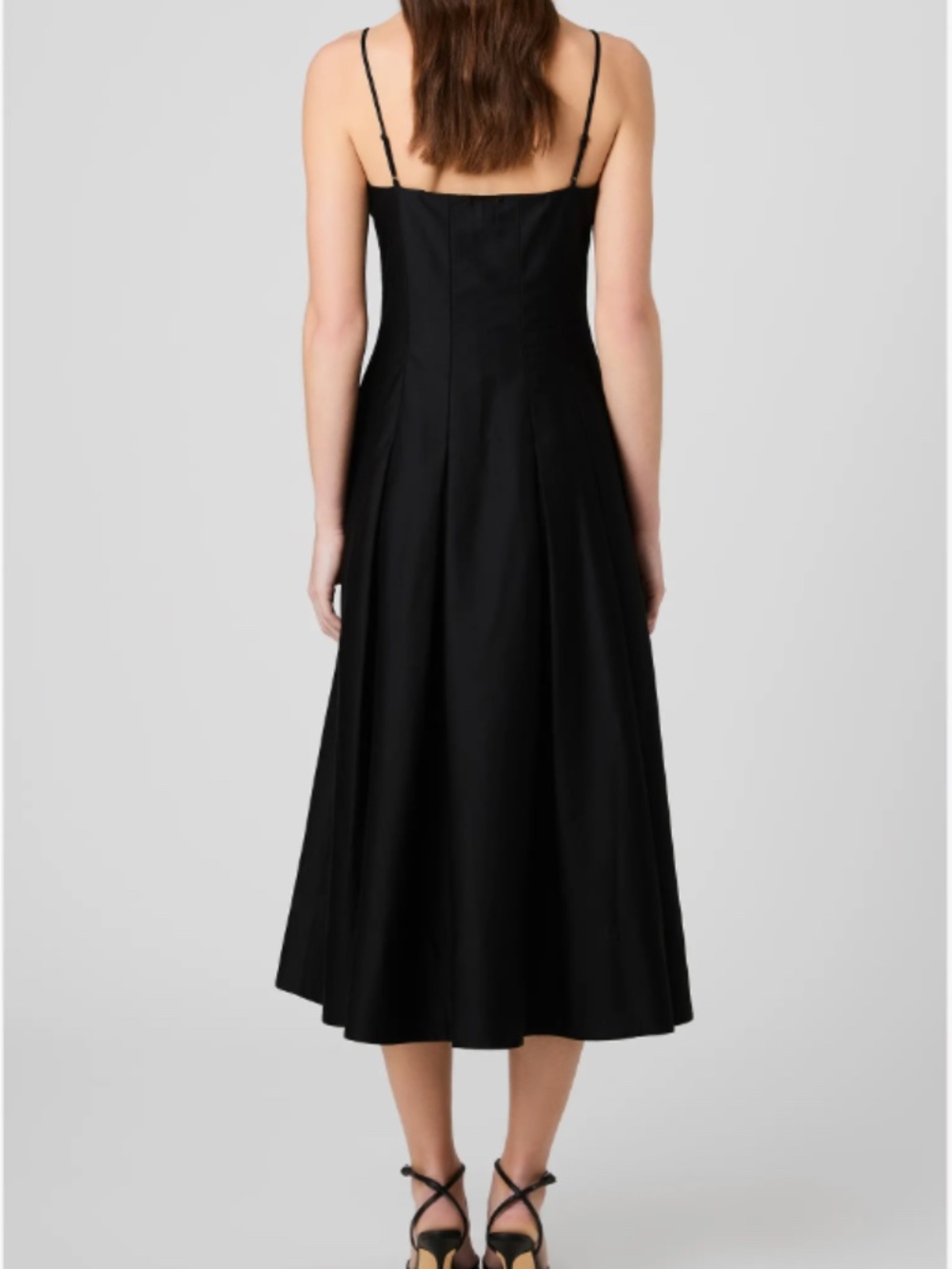 French Connection Pleated Stretch Cotton Sateen Midi Dress - Picture 2 of 3
